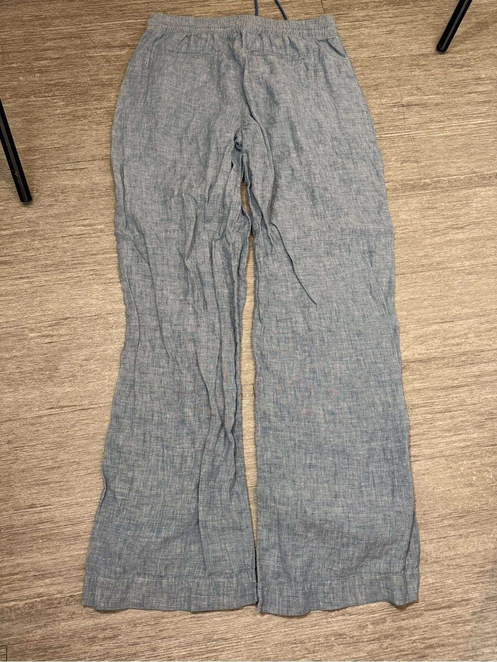 Athleta 100% Linen Wide Leg Pants Coastal Grandmother Blue Chambray Relaxed 8T - Picture 6 of 8